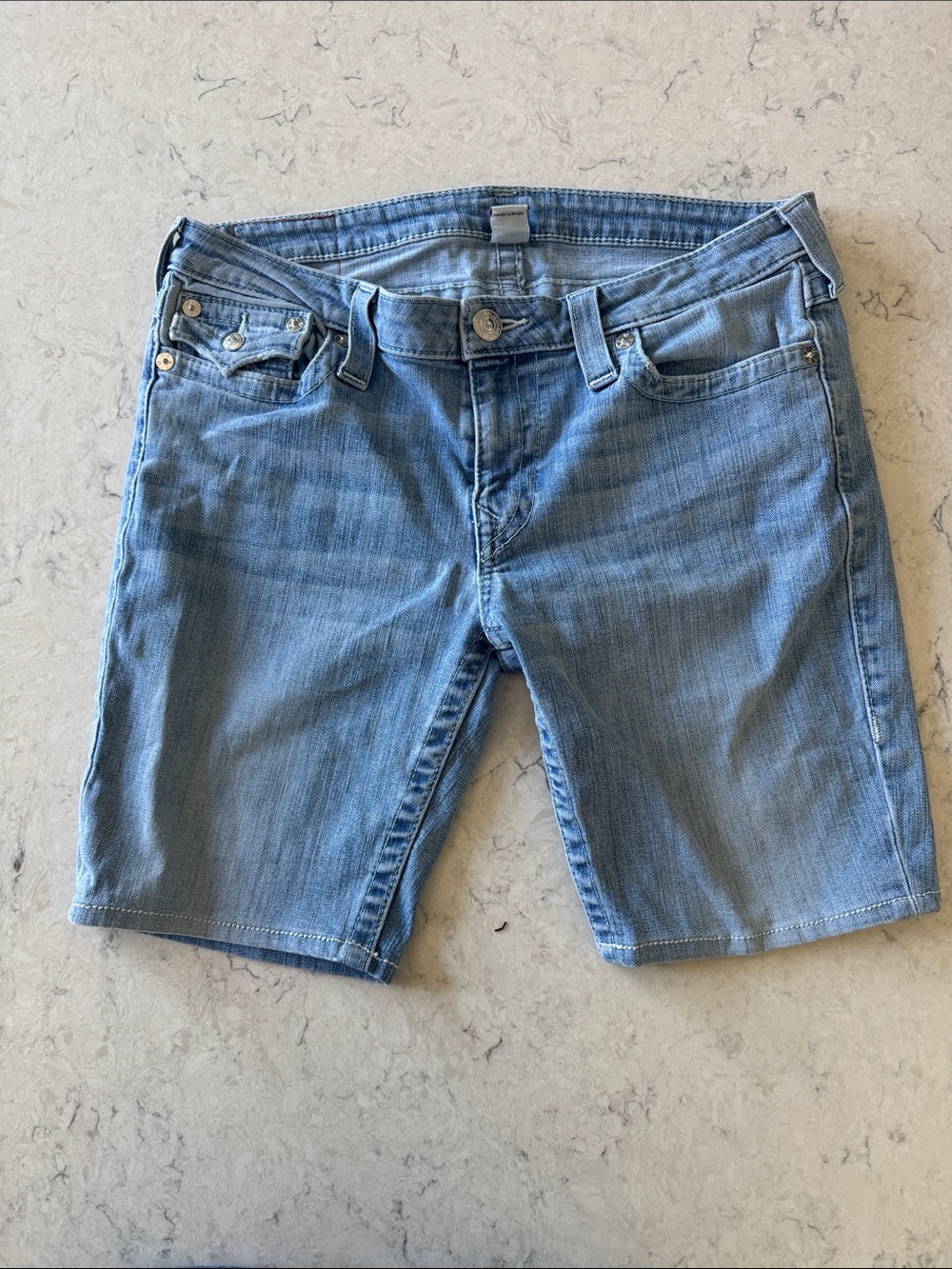 True Religion Light Wash Denim Bermuda Shorts size 31